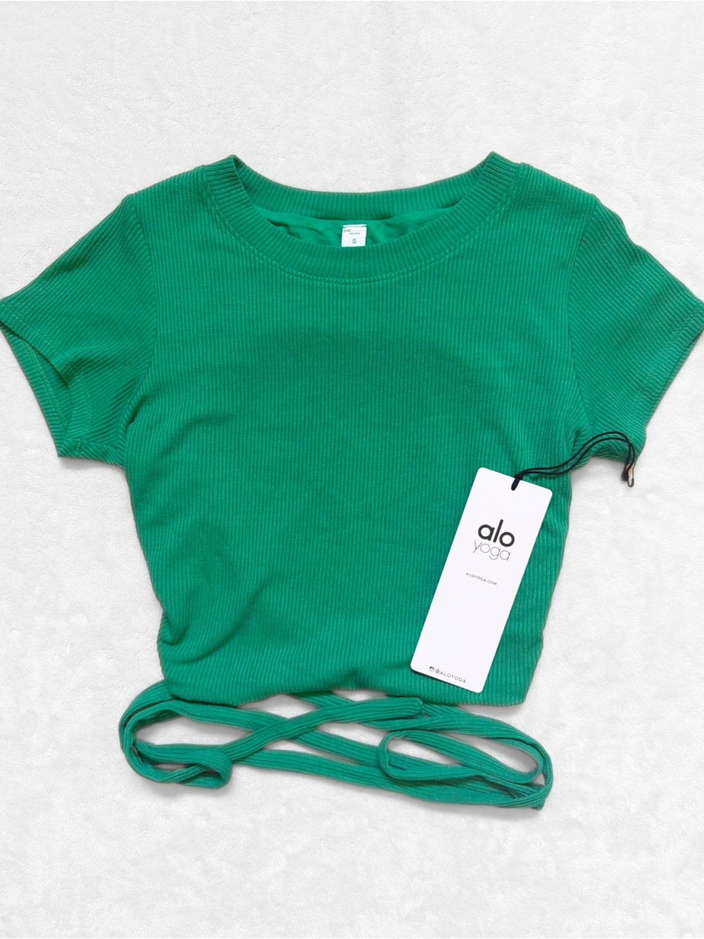 NWT ALO Yoga Ribbed Manifest Short Sleeve – Green Emerald – Size S